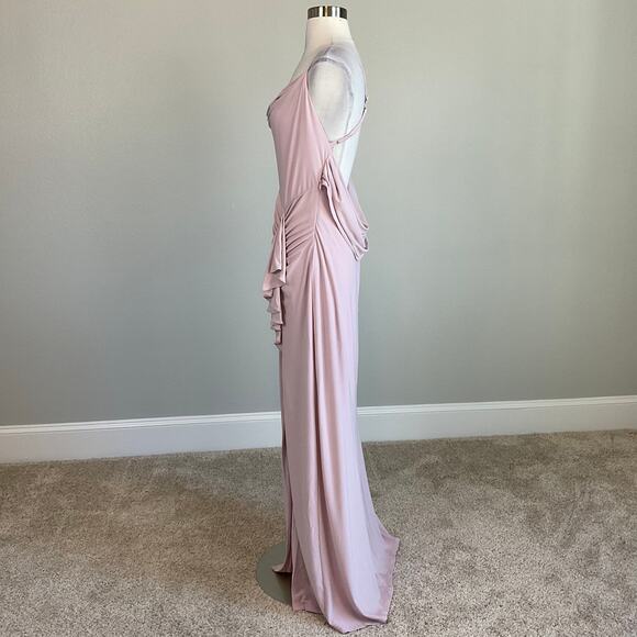 AQUA Women's Formal Dress Size 4 Pink Backless Thigh Slit Long Evening Gown - Picture 6 of 13